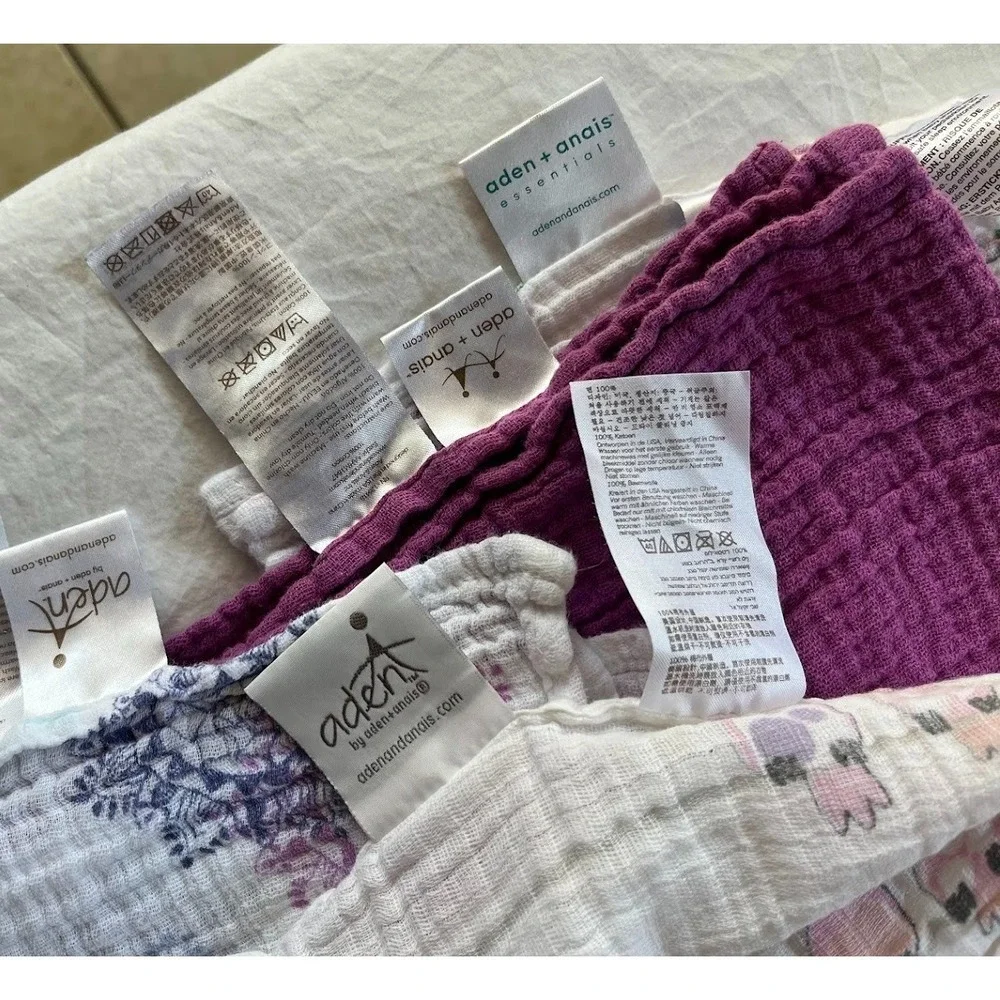 Aden Anais Swaddle Blanket Lot Girl 4pc Purple Butterfly Bird Cotton Mandala‎